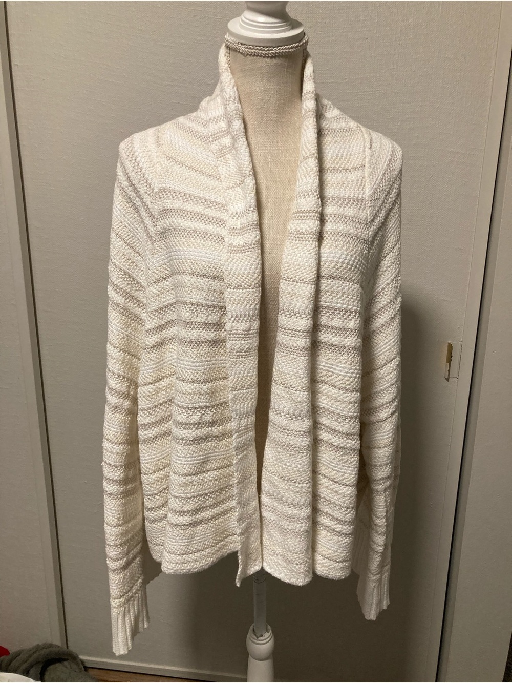 Moth Cream Open-Front Knit Cardigan